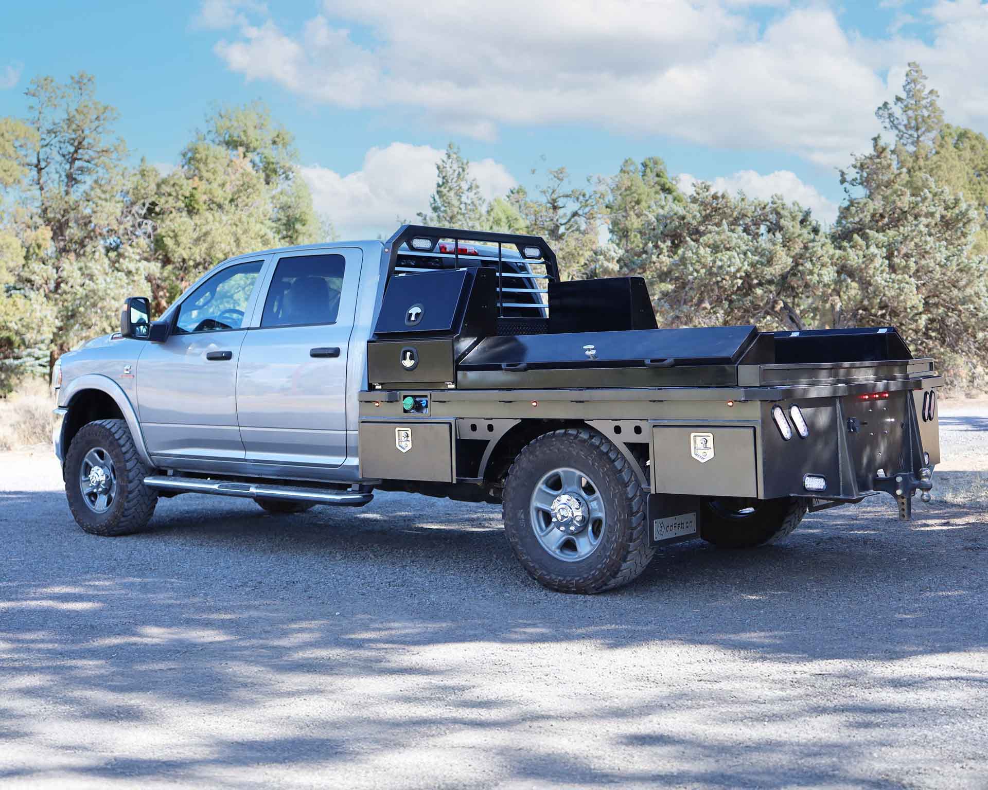 Truck fitted with a Double Diamond Fabrication flatbed
